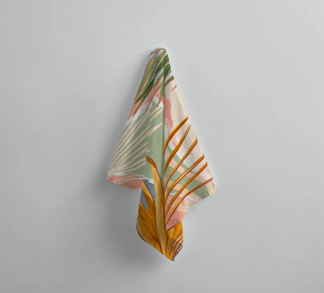 Palm Leaves Abstract Art Print towel by Violets Print House