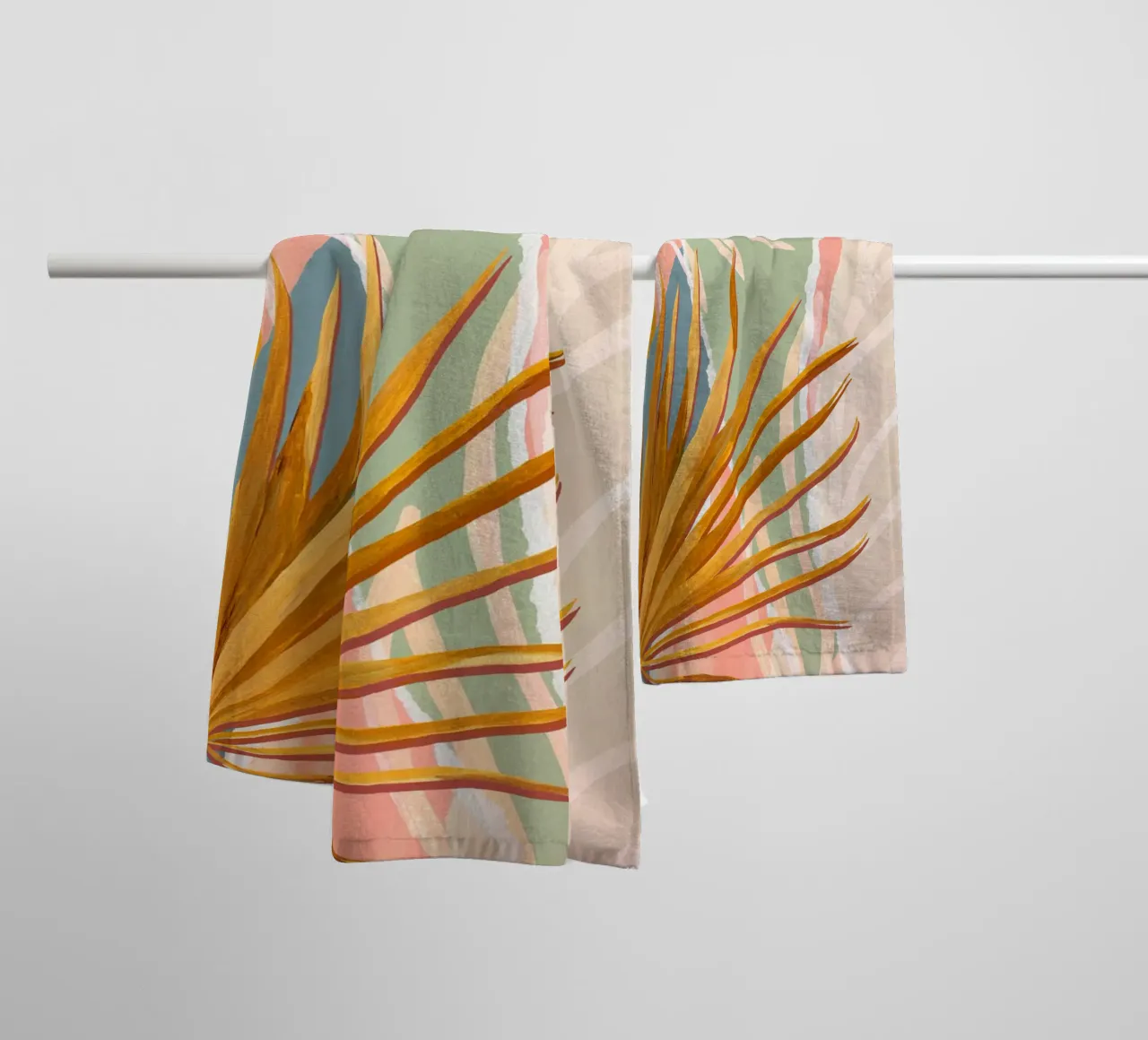 Palm Leaves Abstract Art Print towel by Violets Print House