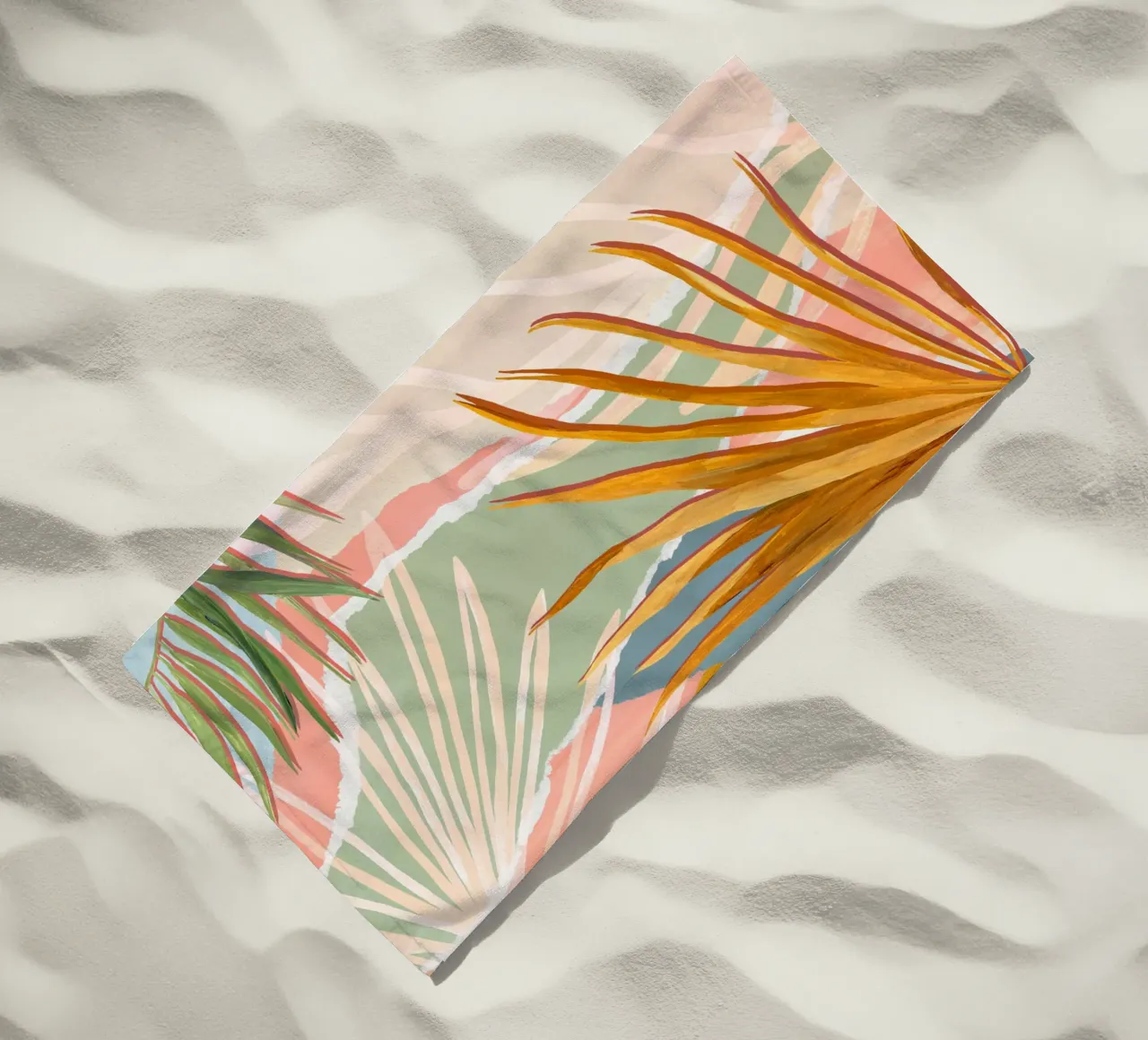 Palm Leaves Abstract Art Print beach towel by Violets Print House