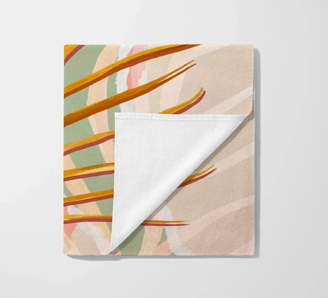 Palm Leaves Abstract Art Print beach towel by Violets Print House