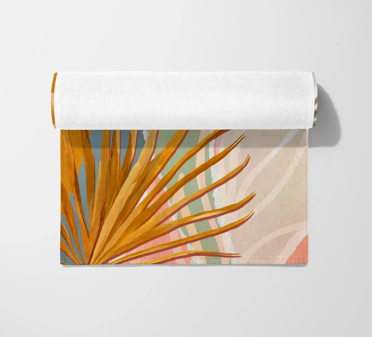 Palm Leaves Abstract Art Print beach towel by Violets Print House