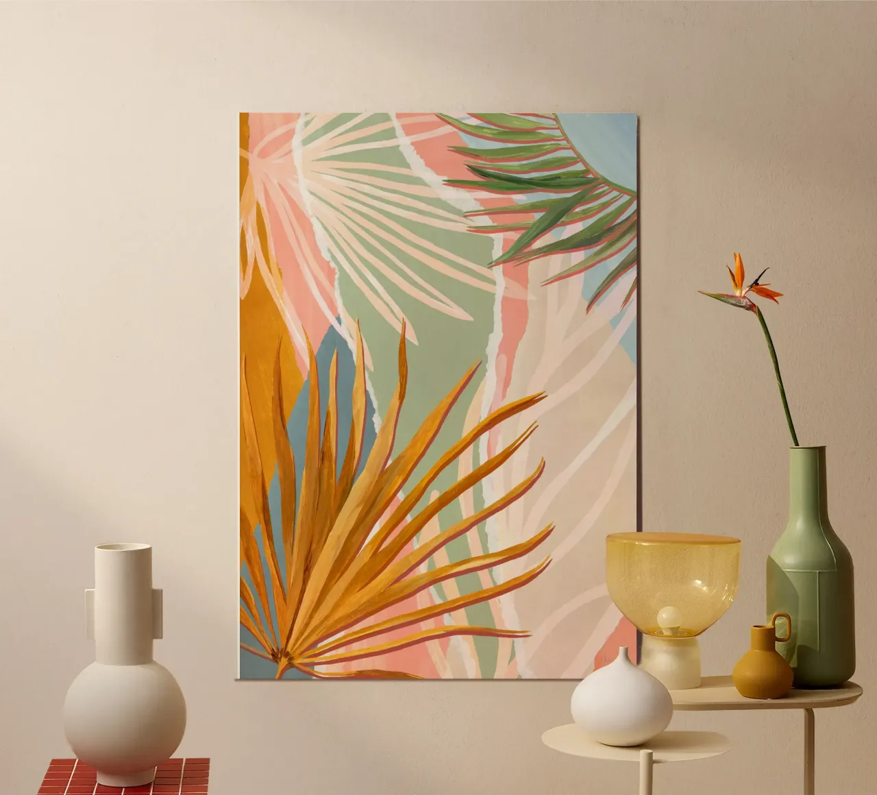 Palm Leaves Abstract Art Print hahnemühle by Violets Print House