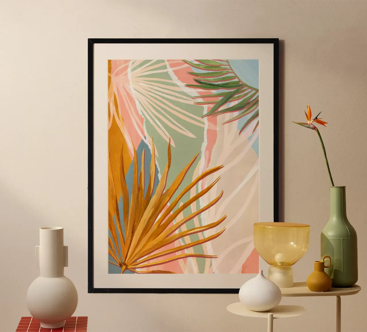 Palm Leaves Abstract Art Print hahnemühle by Violets Print House