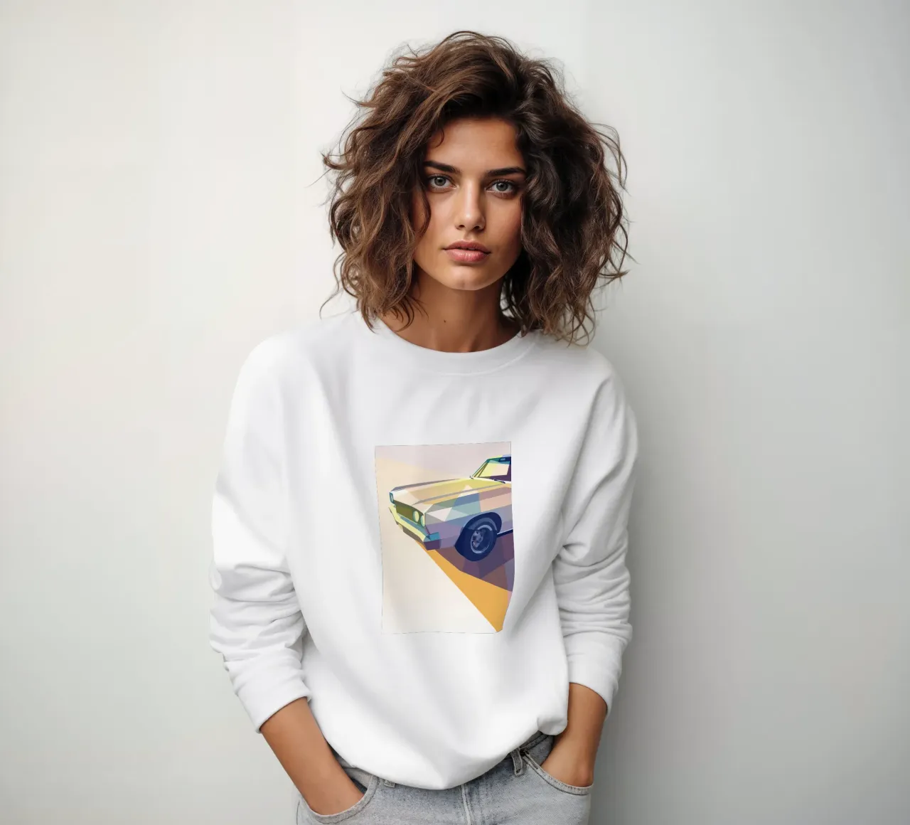 Classic Car with Geometric Style sweatshirt by POLYGON SPECIAL