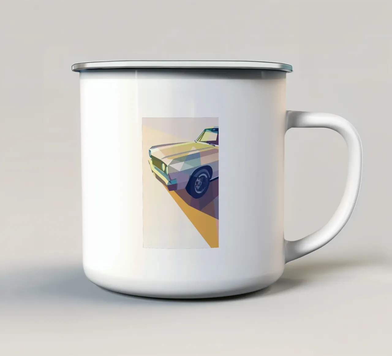 Auto d'epoca con stile geometrico tazza in smalto da POLYGON SPECIAL