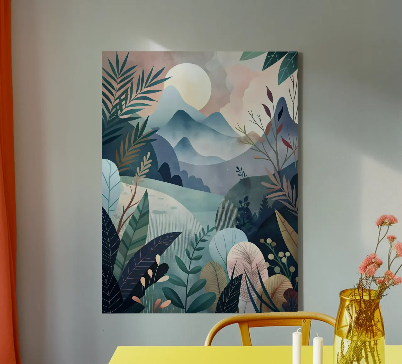 Serene Sunrise in the Misty Mountains canvas with Floater frame by Artistic-shop