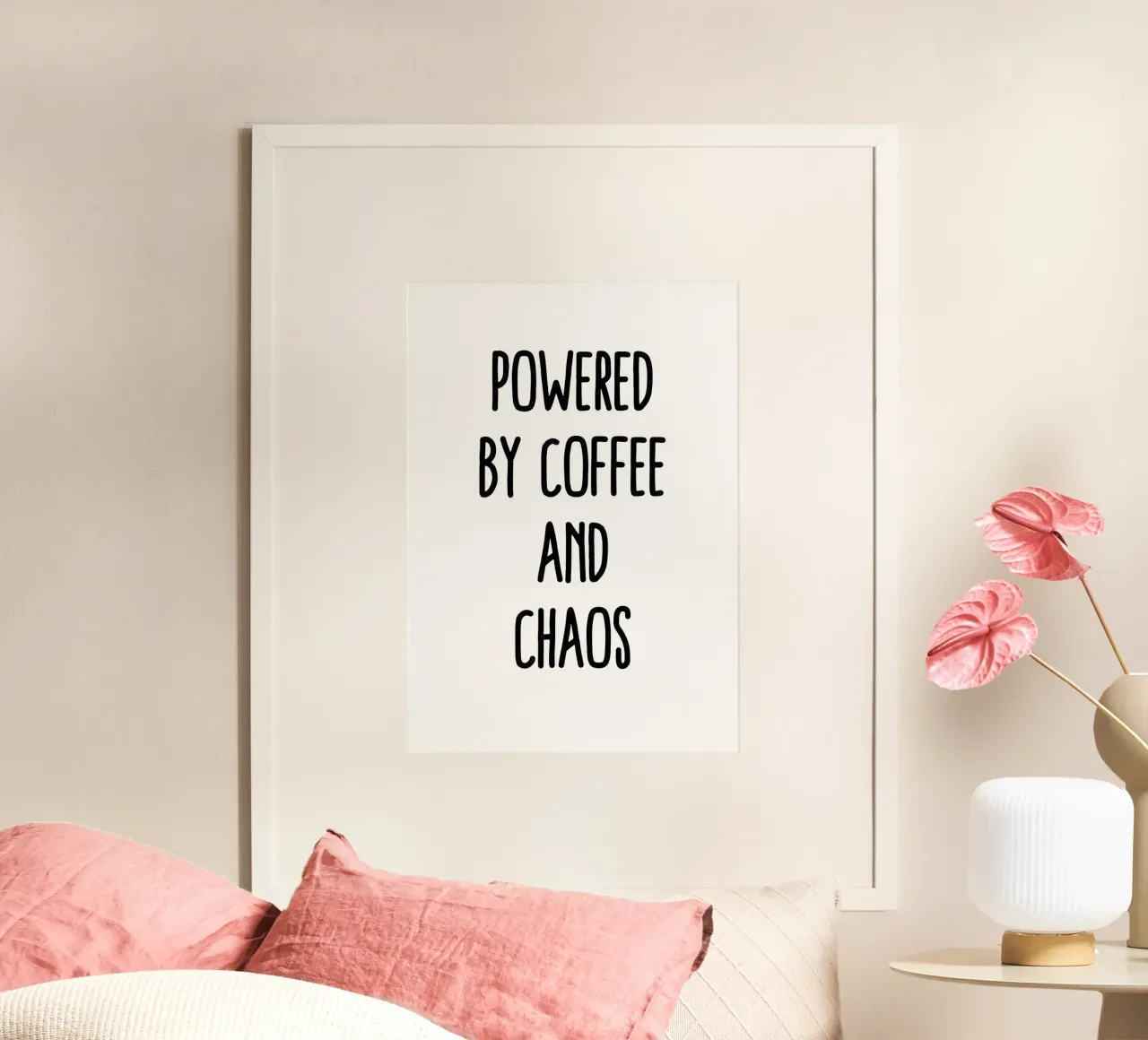 Powered by coffee and chaos carta hahnemühle da Quotes on walls