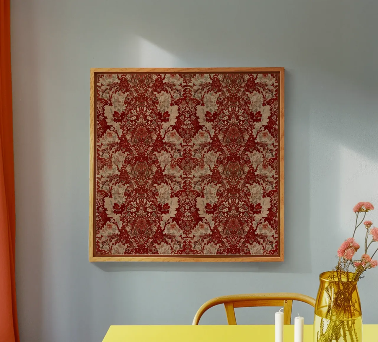 Vintage Red Damask Pattern plexiglass da AzStore11
