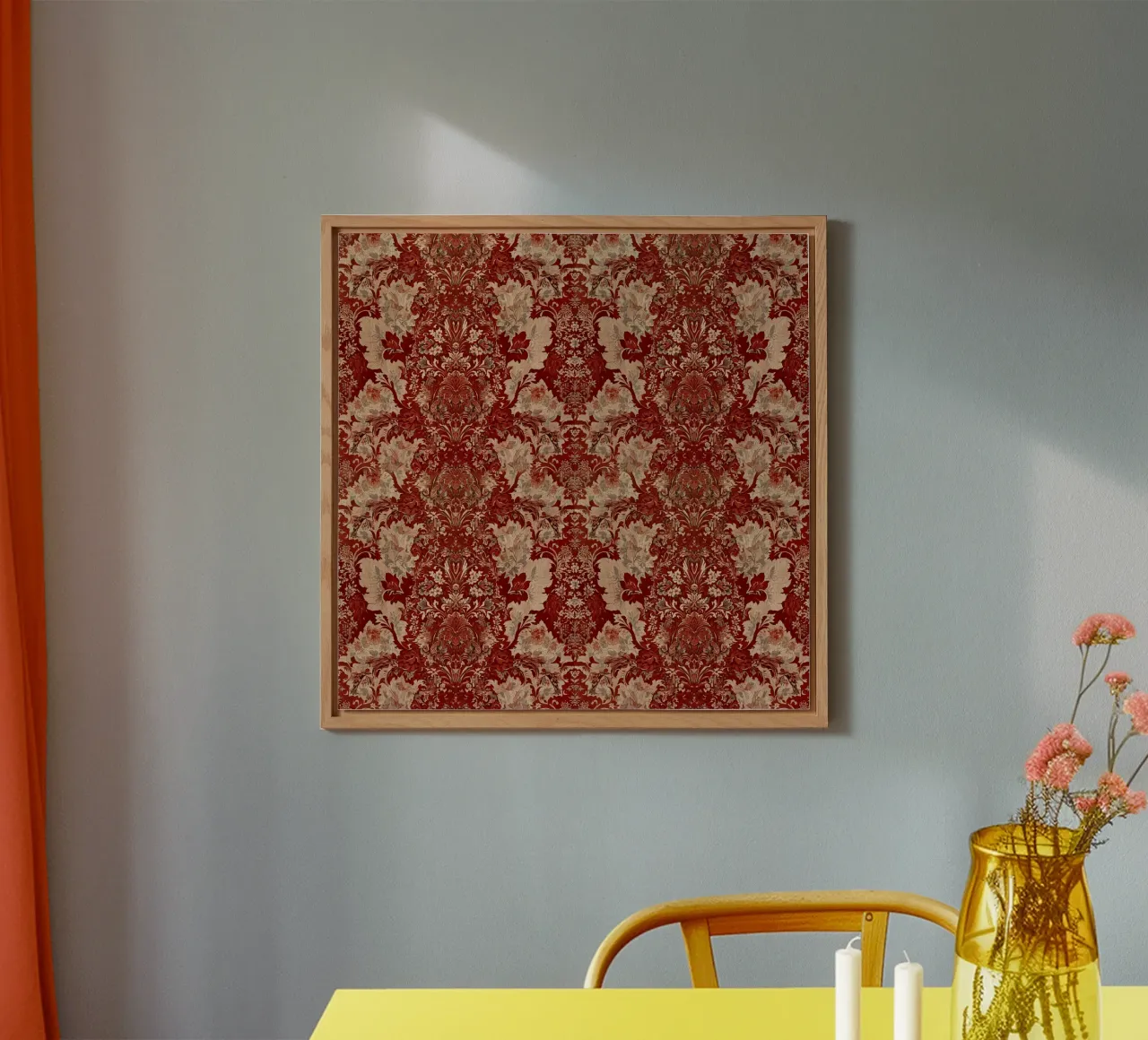 Vintage Red Damask Pattern alluminio dibond da AzStore11