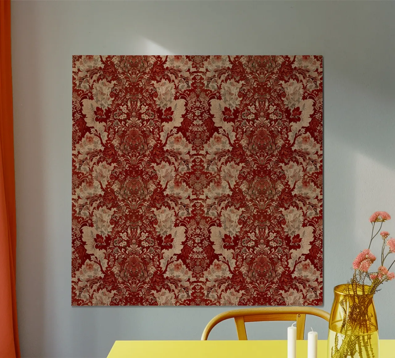 Vintage Red Damask Pattern carta hahnemühle da AzStore11