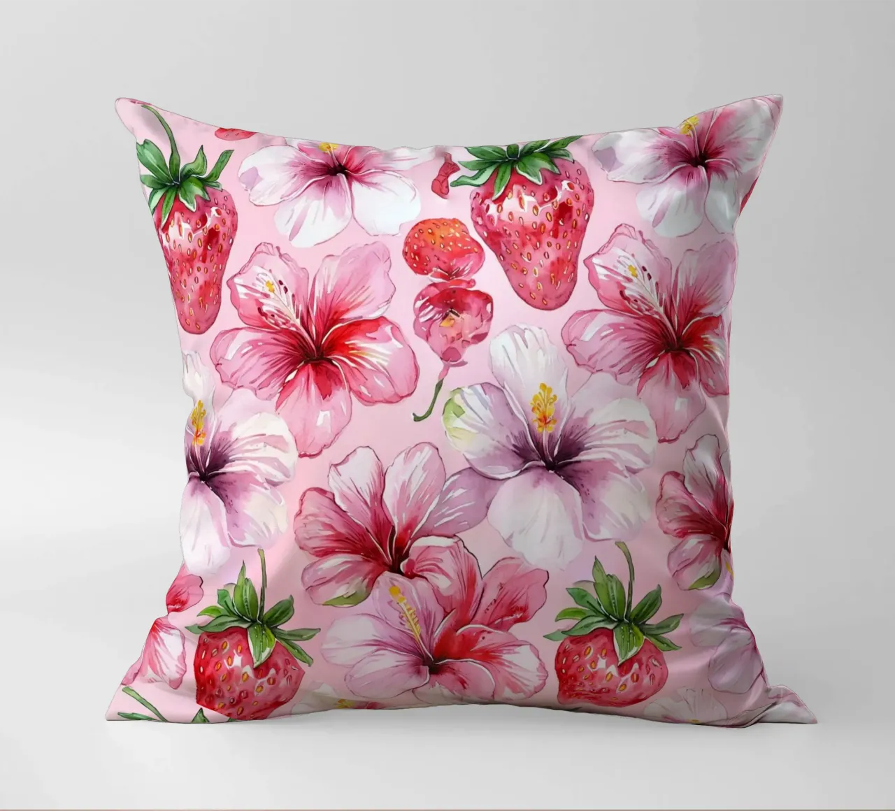 Strawberry Hibiscus Pattern cuscino da AzStore11