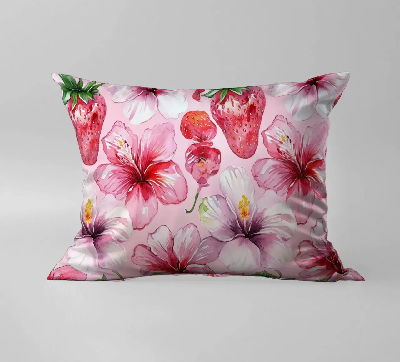 Strawberry Hibiscus Pattern cuscino da AzStore11