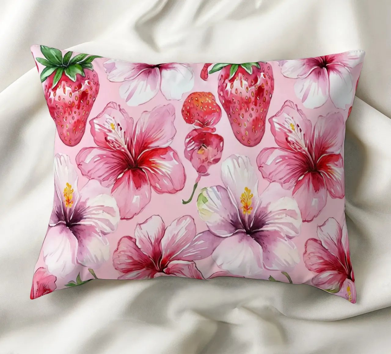 Strawberry Hibiscus Pattern cuscino da AzStore11