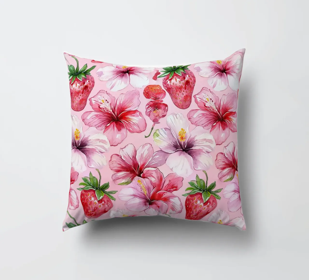 Strawberry Hibiscus Pattern cuscino da AzStore11
