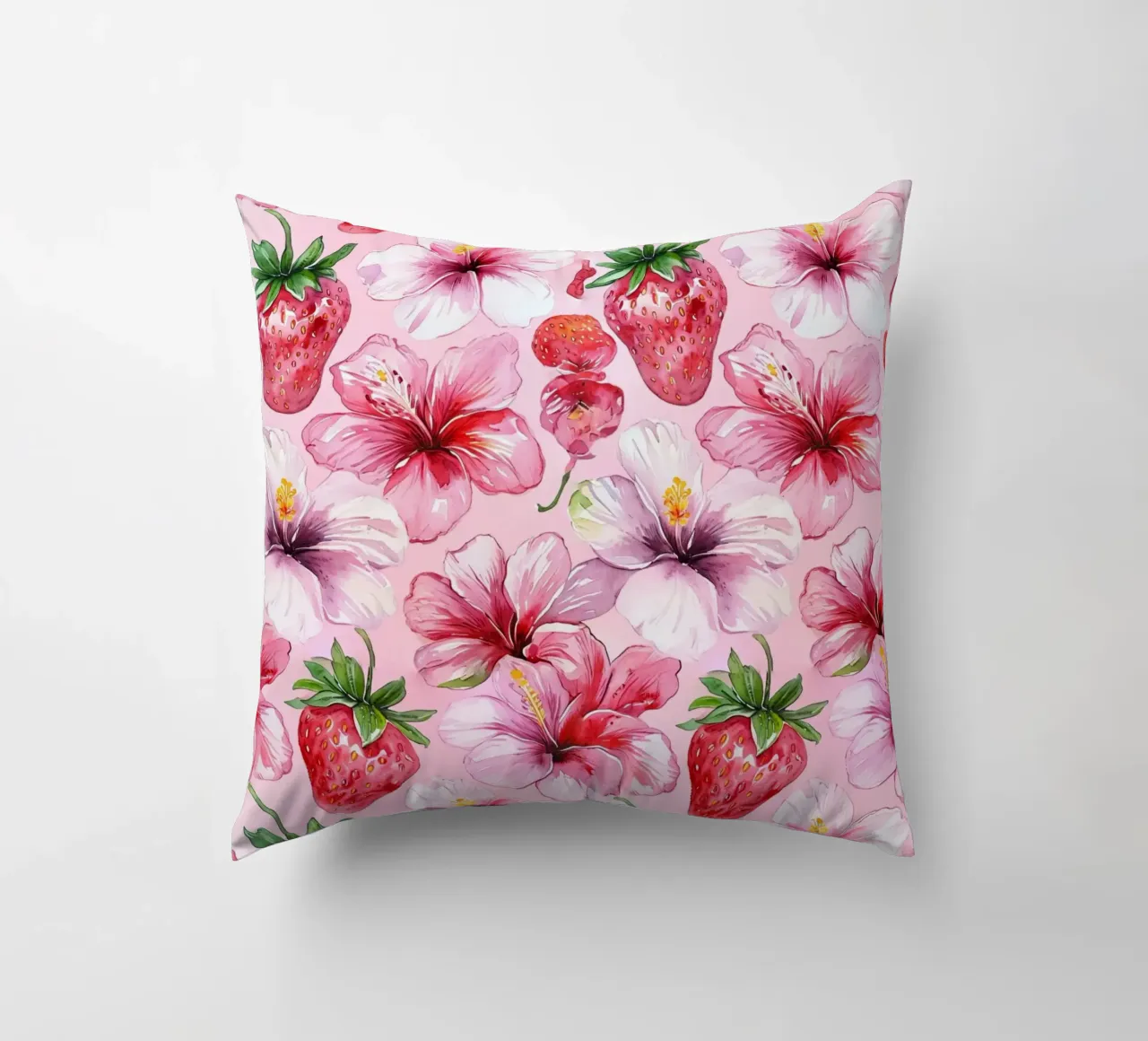 Strawberry Hibiscus Pattern cuscino da AzStore11
