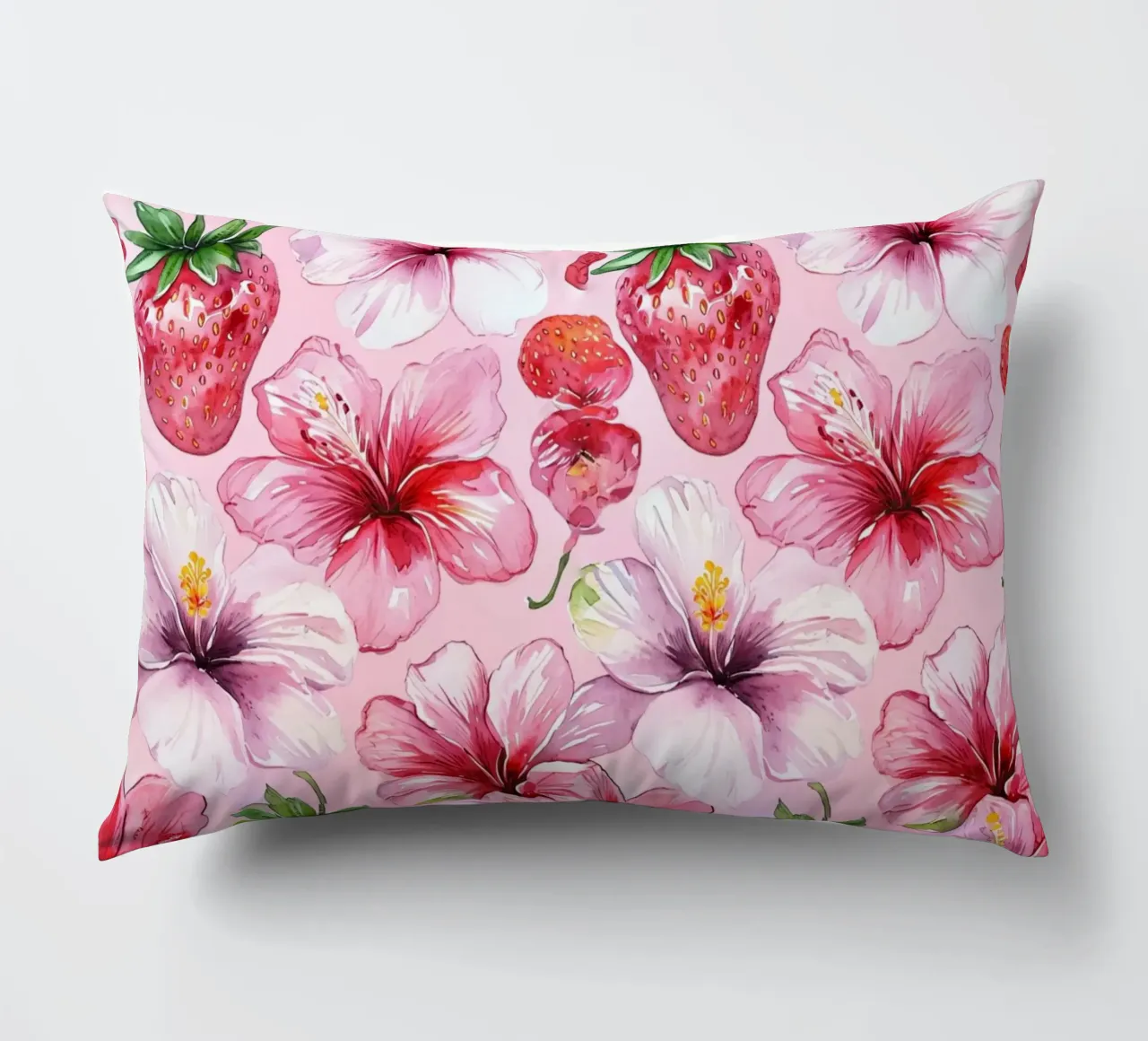 Strawberry Hibiscus Pattern cuscino da AzStore11