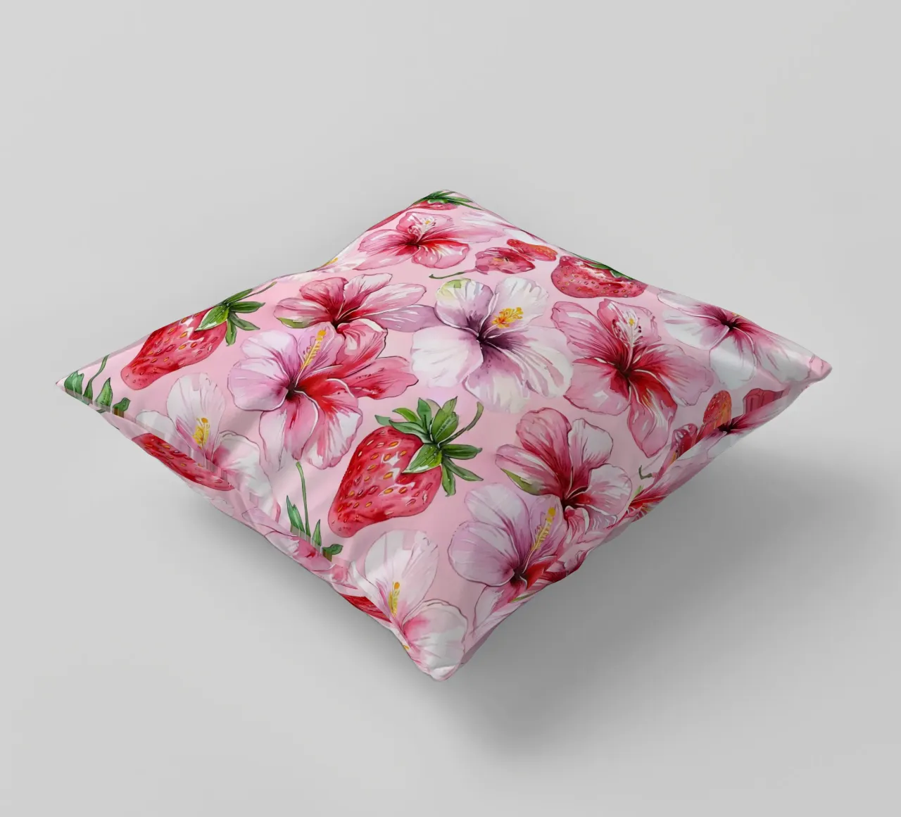 Strawberry Hibiscus Pattern cuscino da AzStore11