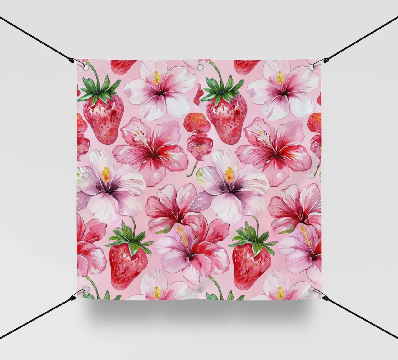 Strawberry Hibiscus Pattern telo in pvc da AzStore11