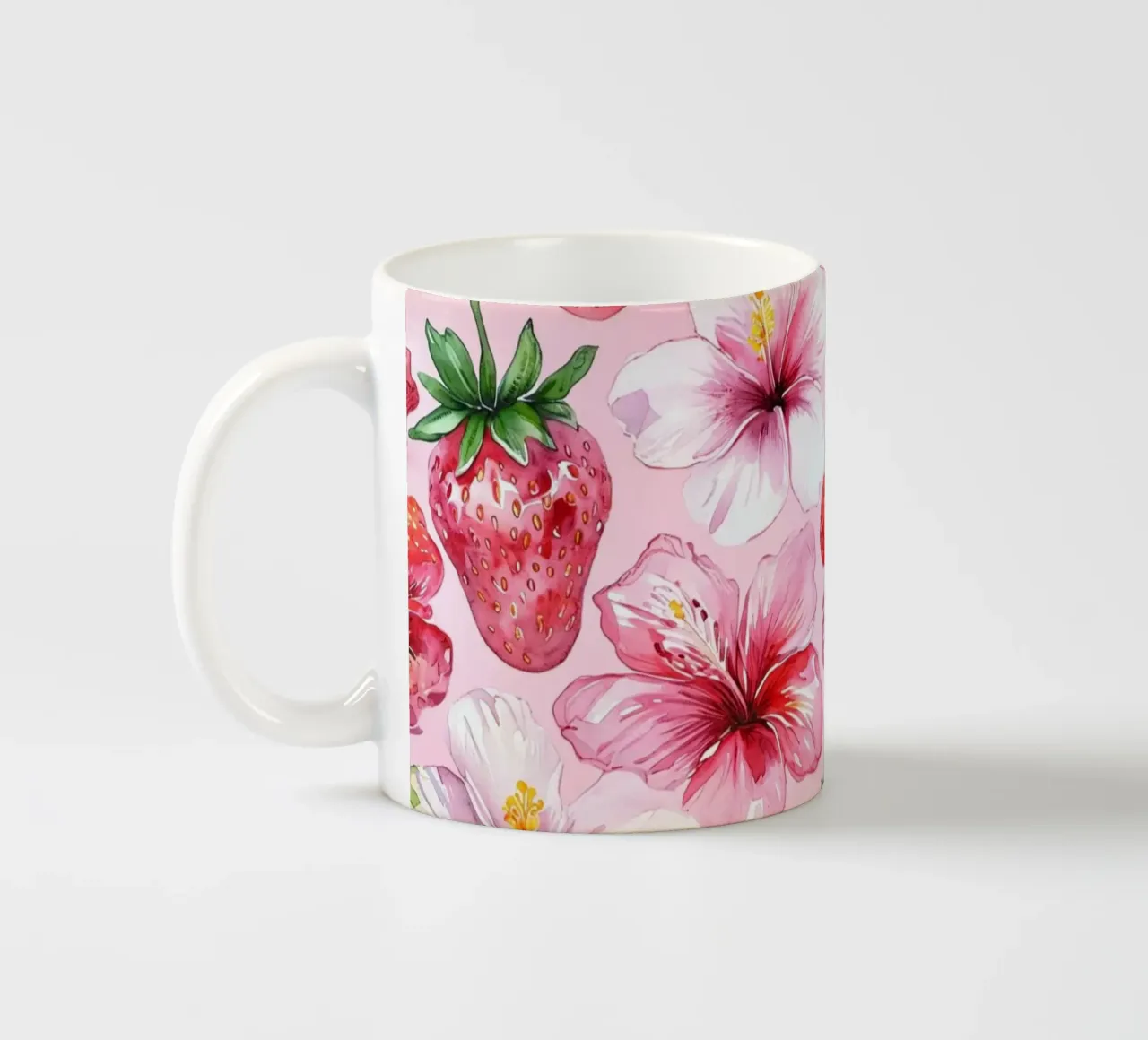 Strawberry Hibiscus Pattern tazza in ceramica da AzStore11