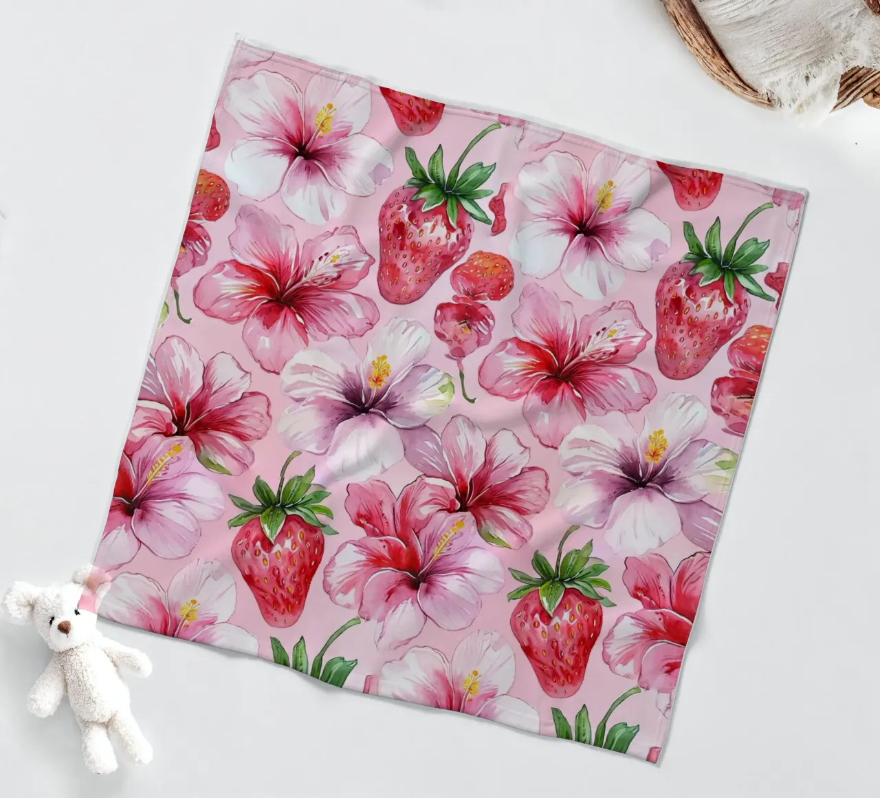 Strawberry Hibiscus Pattern coperta in pile da AzStore11