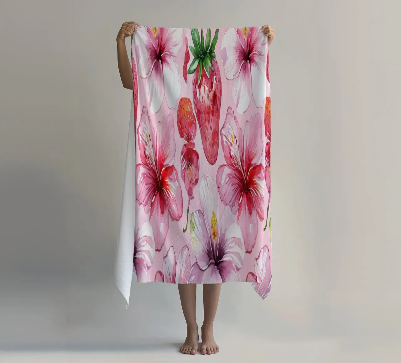 Strawberry Hibiscus Pattern telo mare da AzStore11