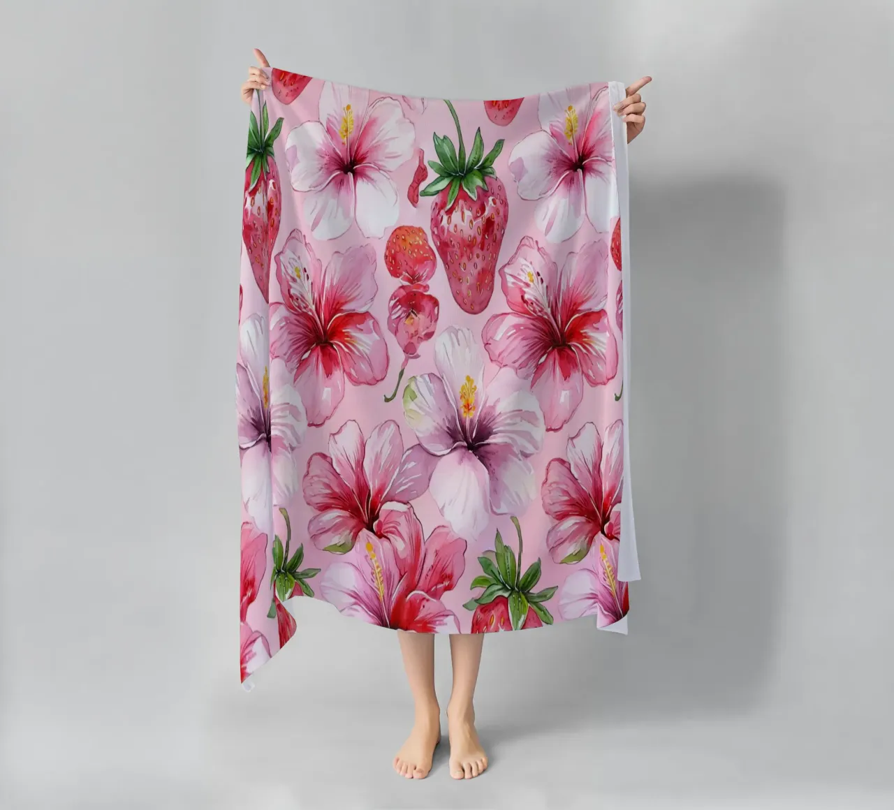 Strawberry Hibiscus Pattern telo mare da AzStore11