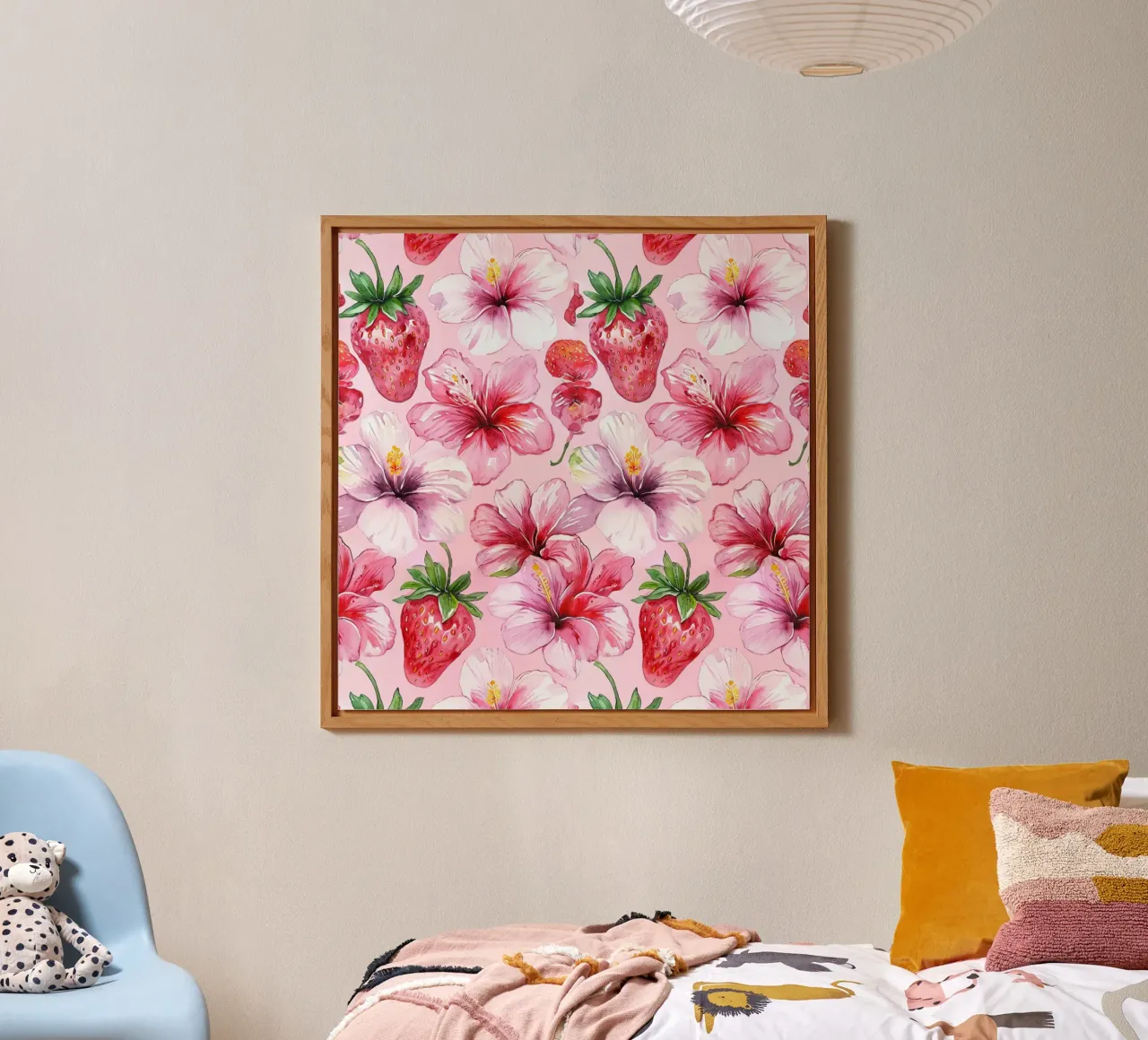 Strawberry Hibiscus Pattern alluminio dibond da AzStore11