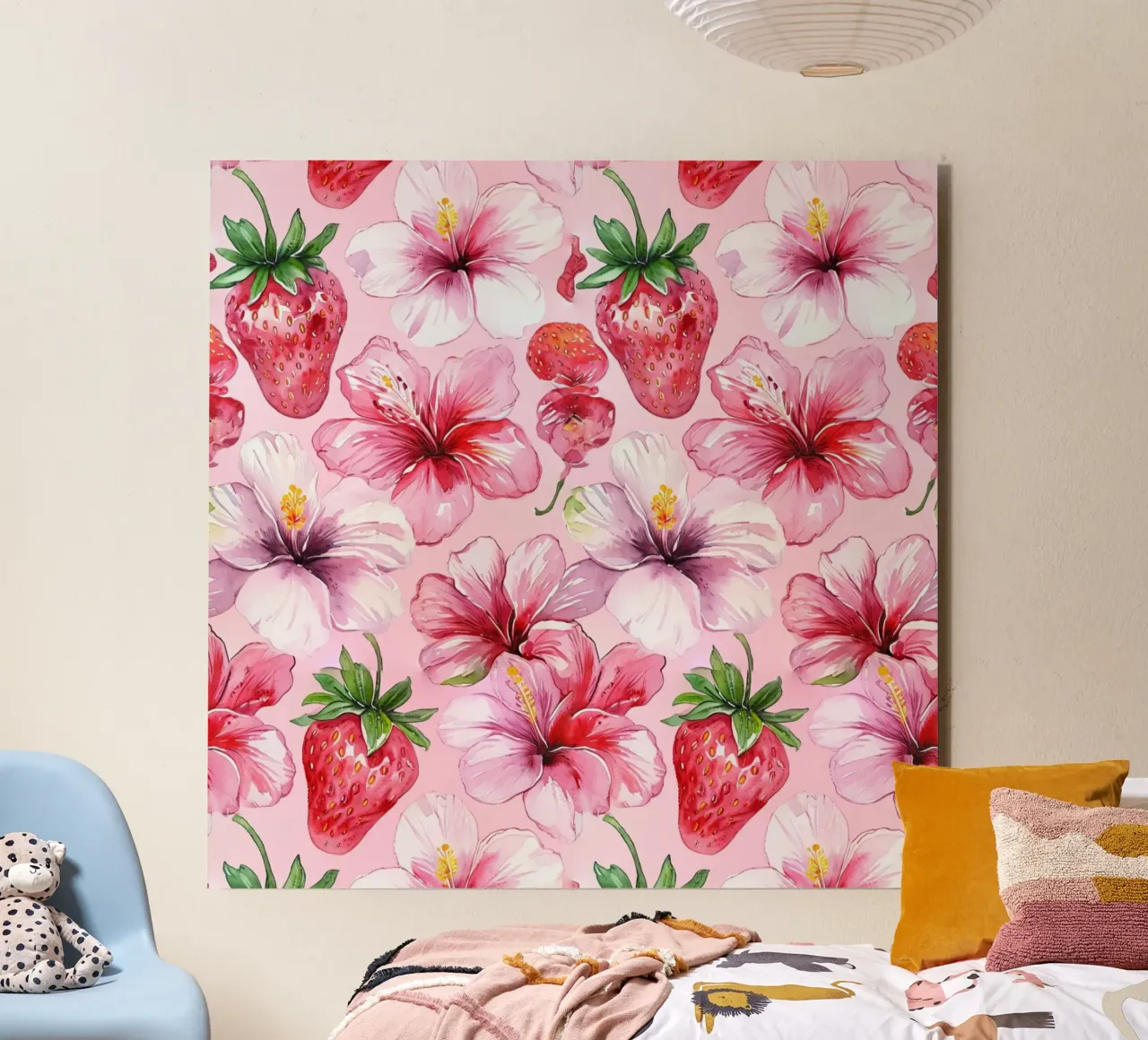 Strawberry Hibiscus Pattern alluminio dibond da AzStore11