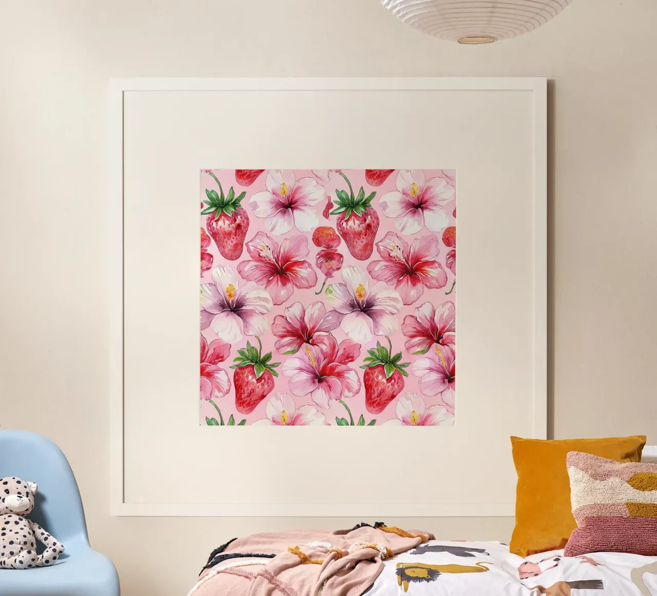 Strawberry Hibiscus Pattern carta hahnemühle da AzStore11