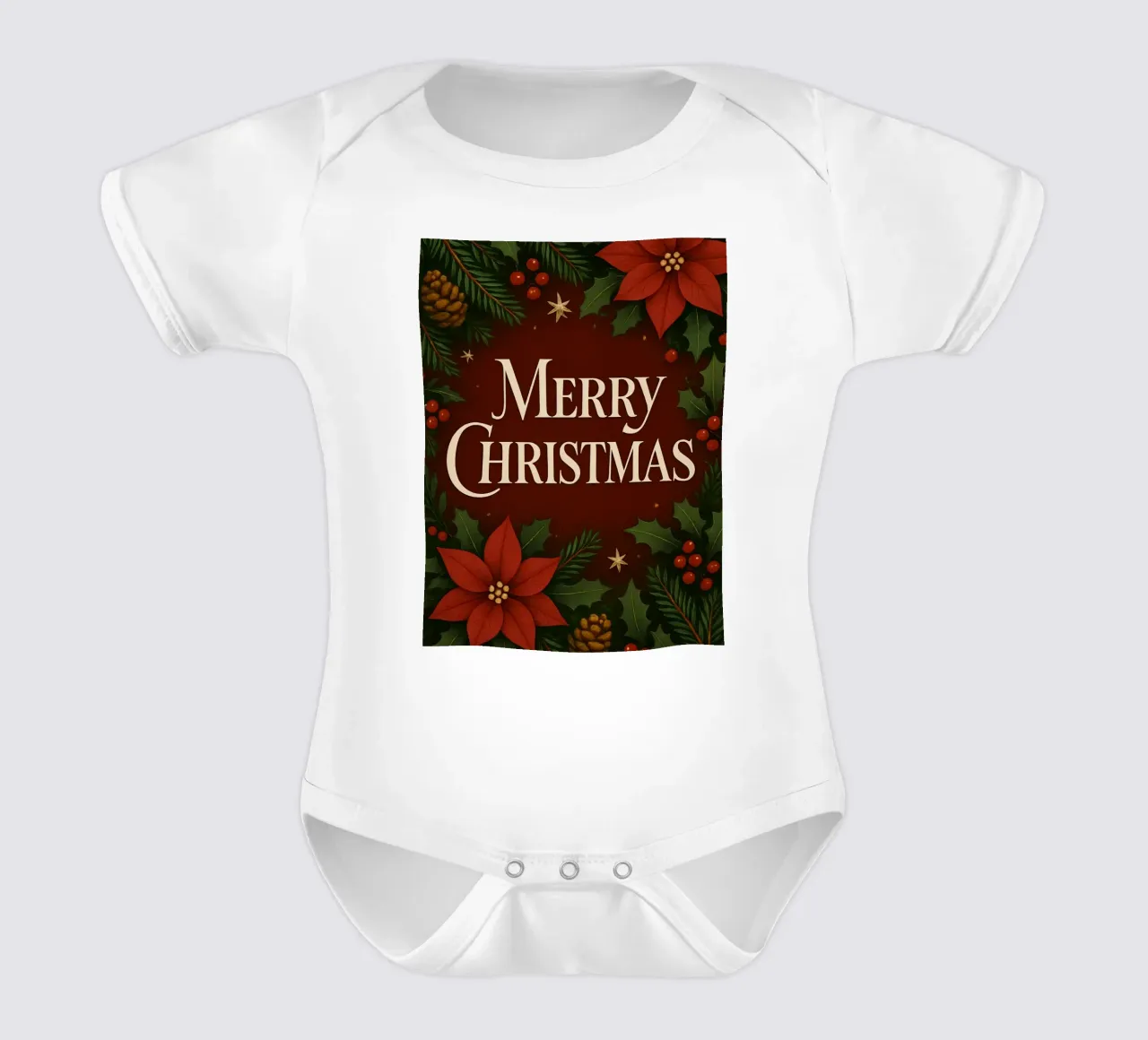 Buon Natale botanico classico body neonato maniche corte da Nordic Noel Studio