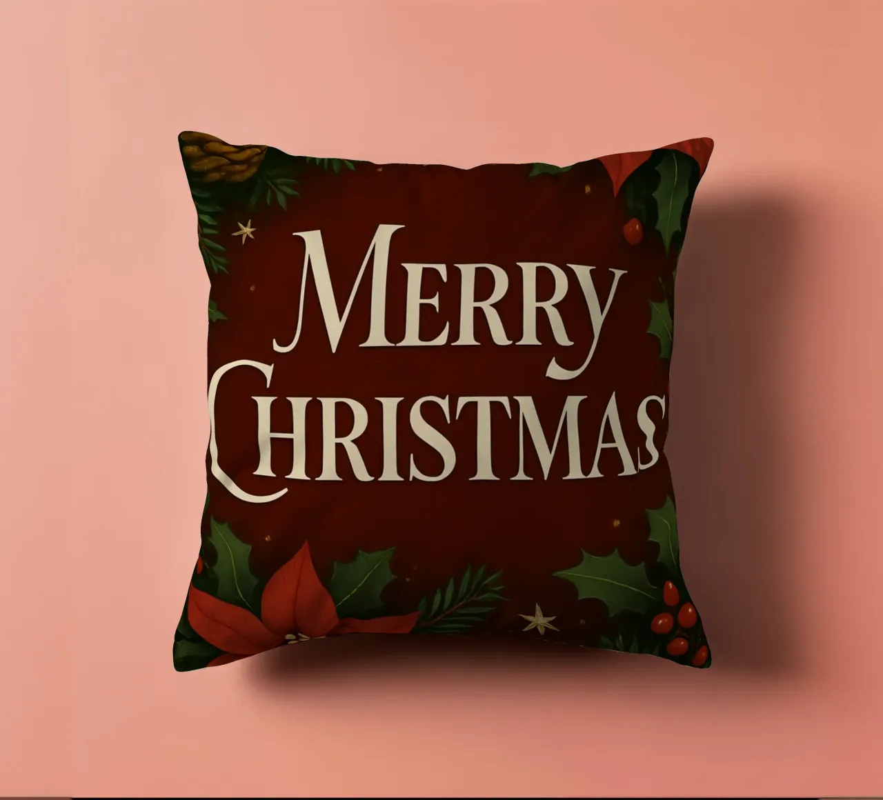 Buon Natale botanico classico cuscino da Nordic Noel Studio