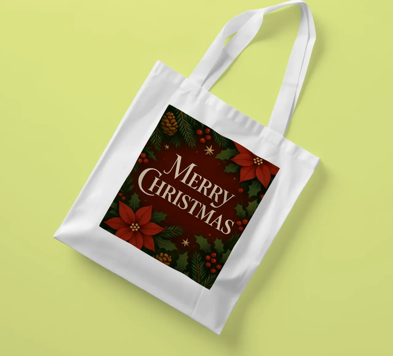 Buon Natale botanico classico borsa in juta da Nordic Noel Studio