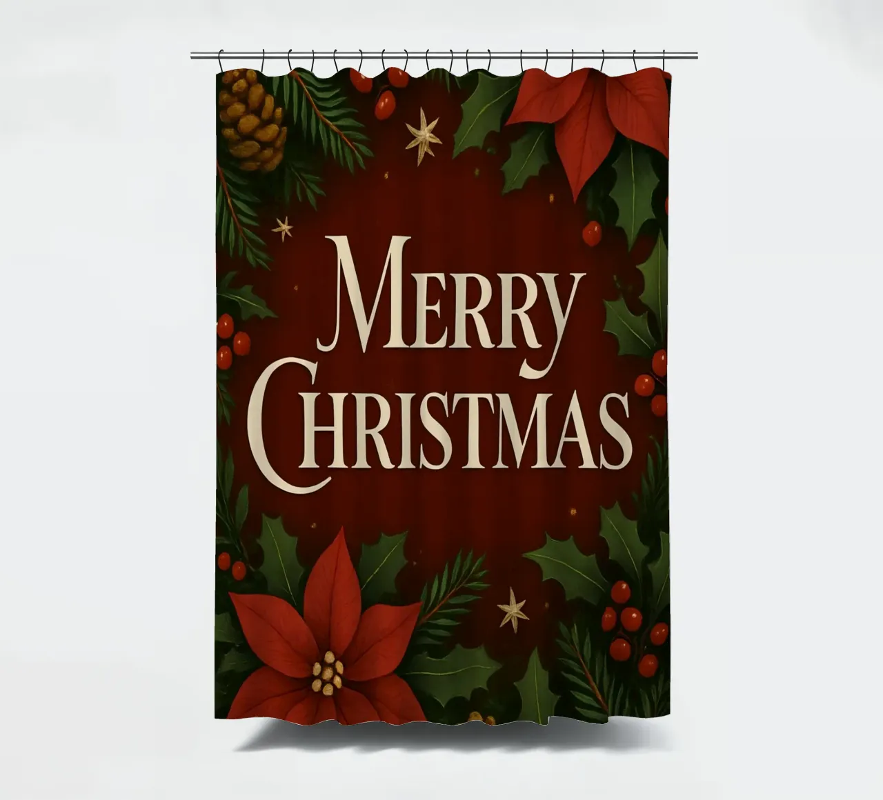 Buon Natale botanico classico tenda da doccia da Nordic Noel Studio