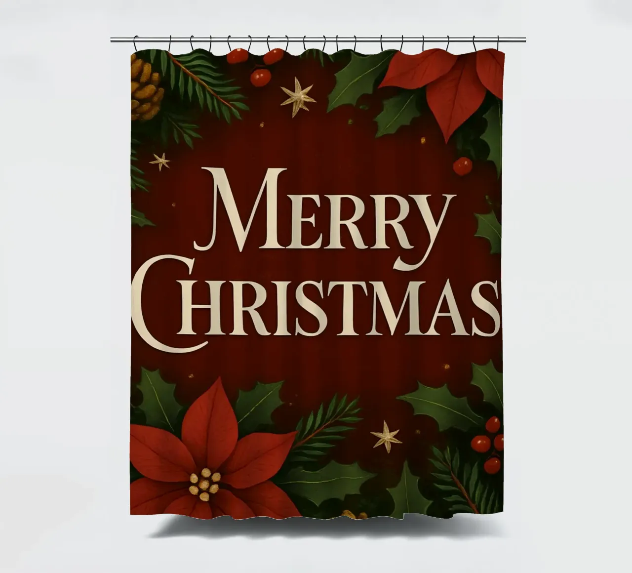 Buon Natale botanico classico tenda da doccia da Nordic Noel Studio