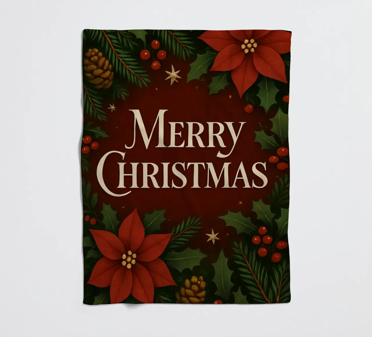 Buon Natale botanico classico coperta in pile da Nordic Noel Studio