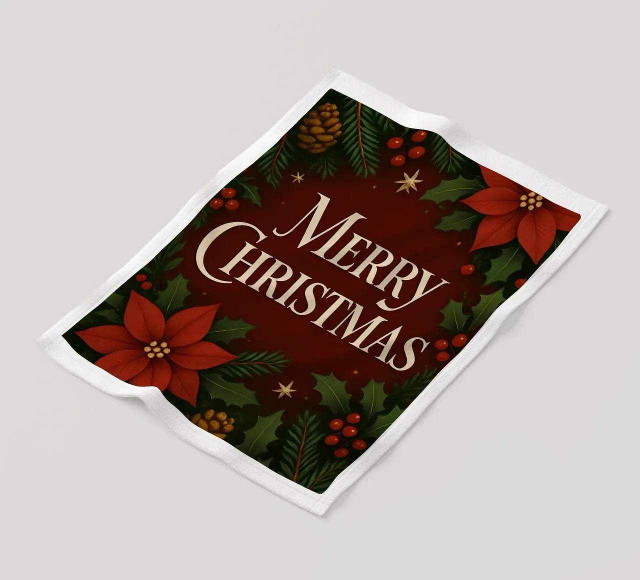 Buon Natale botanico classico coperta in pile da Nordic Noel Studio