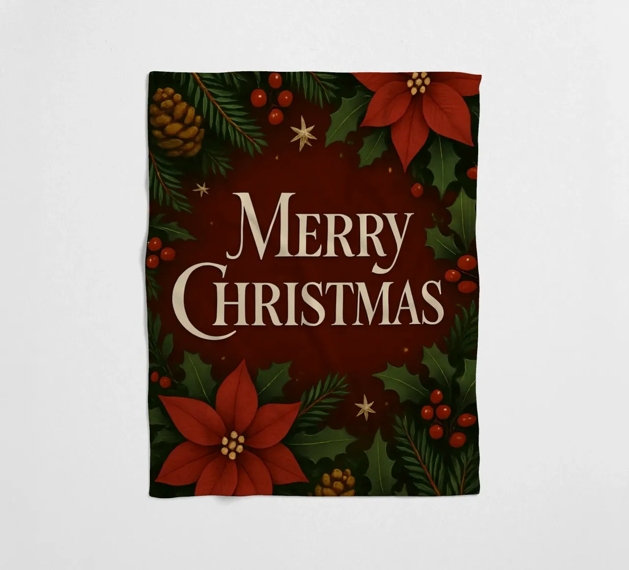 Buon Natale botanico classico coperta in pile da Nordic Noel Studio