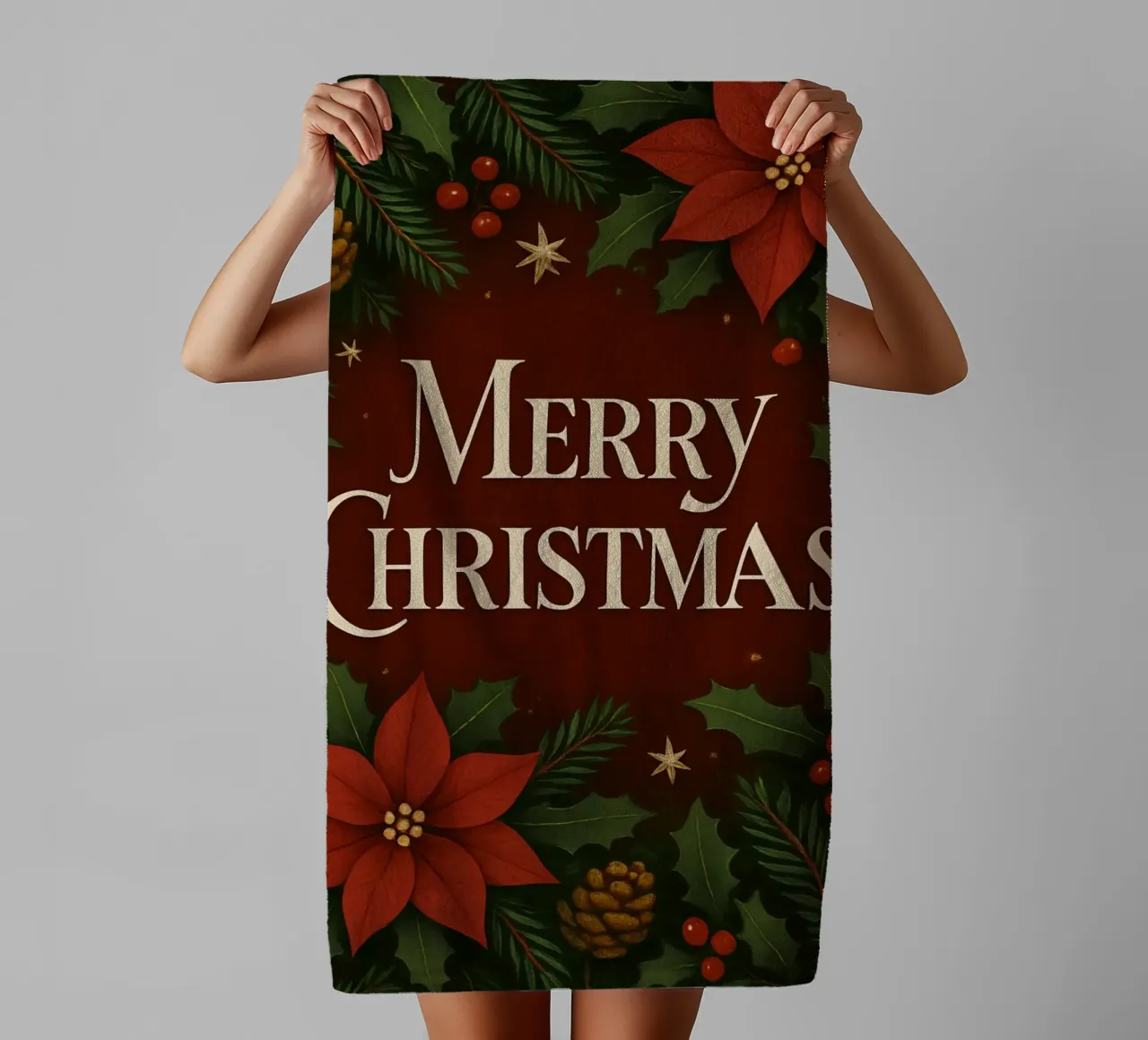 Buon Natale botanico classico asciugamano da bagno da Nordic Noel Studio