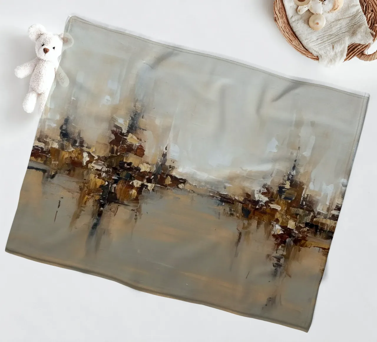 Abstract Cityscap Natural Color Field Tone coperta in pile da EverLuvv Studio