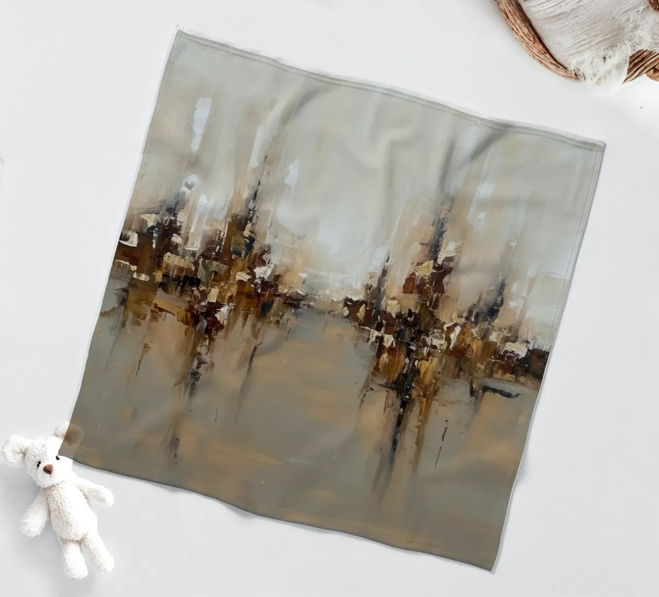 Abstract Cityscap Natural Color Field Tone coperta in pile da EverLuvv Studio