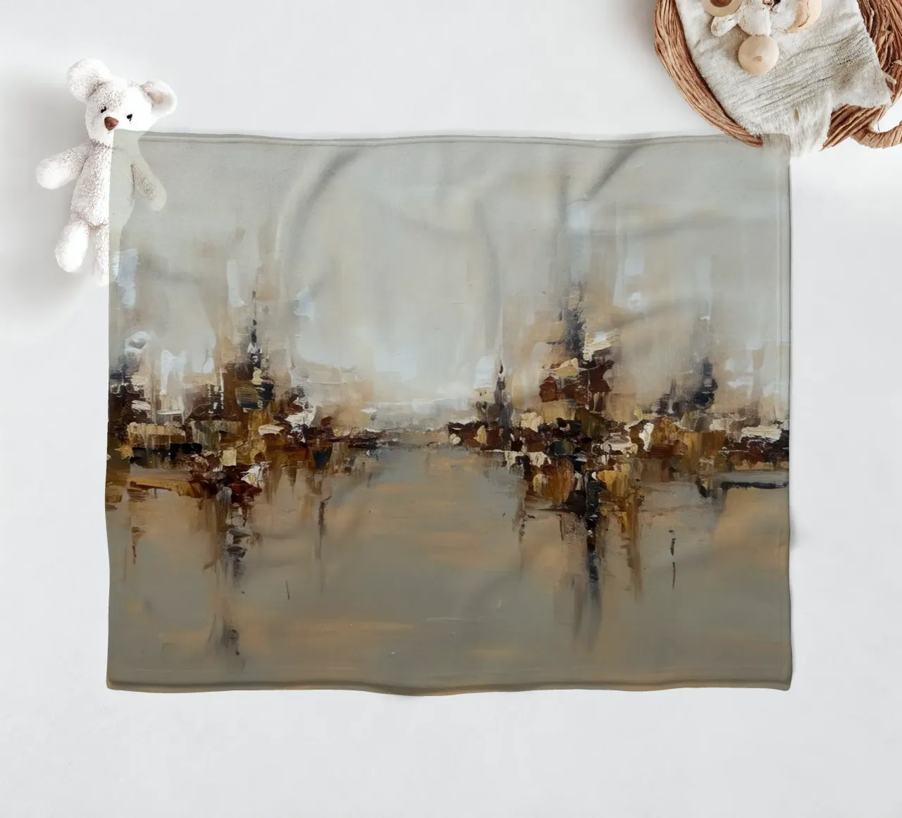 Abstract Cityscap Natural Color Field Tone coperta in pile da EverLuvv Studio