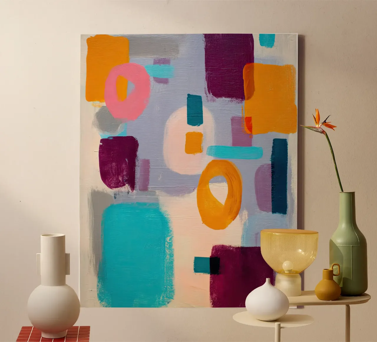 Bold Color Blocks Abstract Painting Print canvas by StudioVO