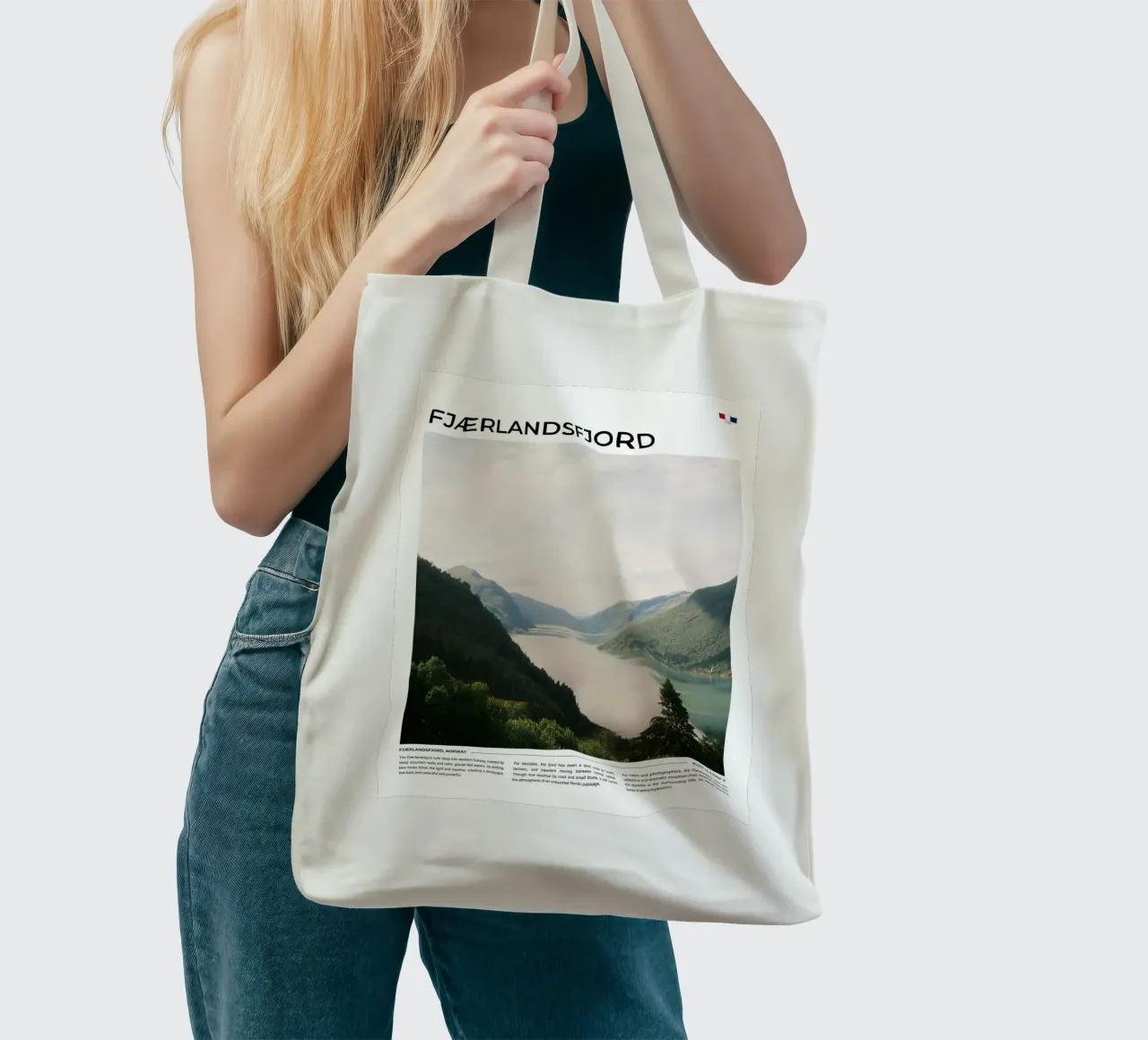 Fjaerlandsfjord: Typography borsa in juta da FujiType