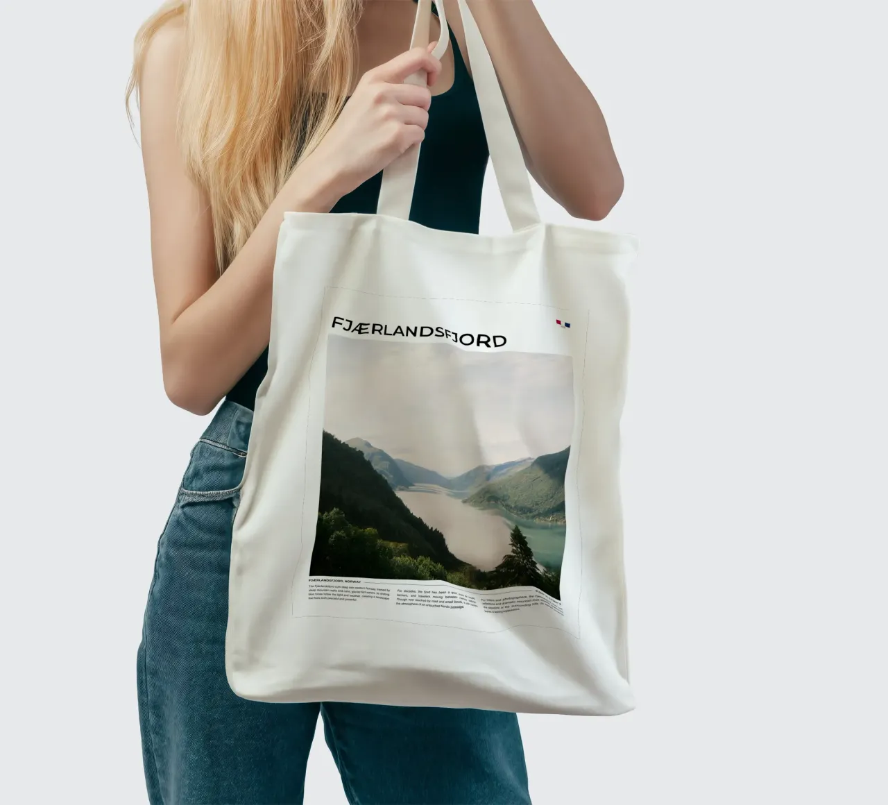 Fjaerlandsfjord: Typography borsa in juta da FujiType