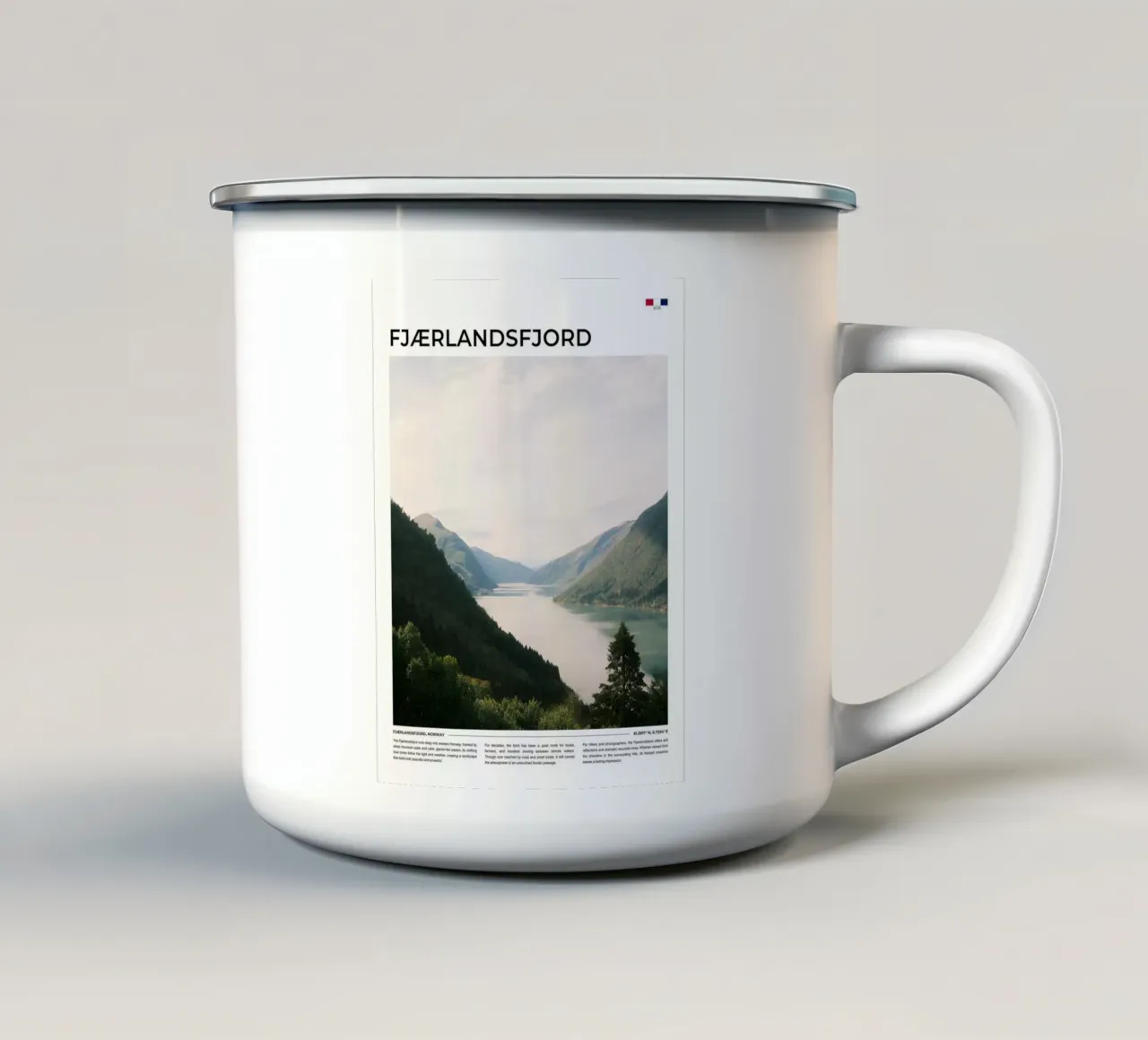 Fjaerlandsfjord: Typography tazza in smalto da FujiType