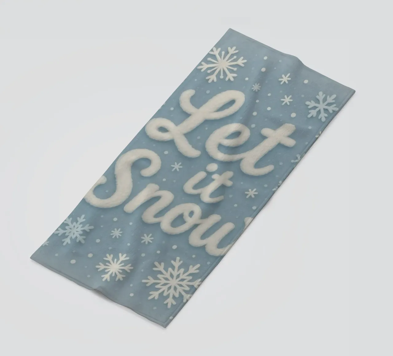 Morbide scritte invernali sulla neve telo mare da Nordic Noel Studio