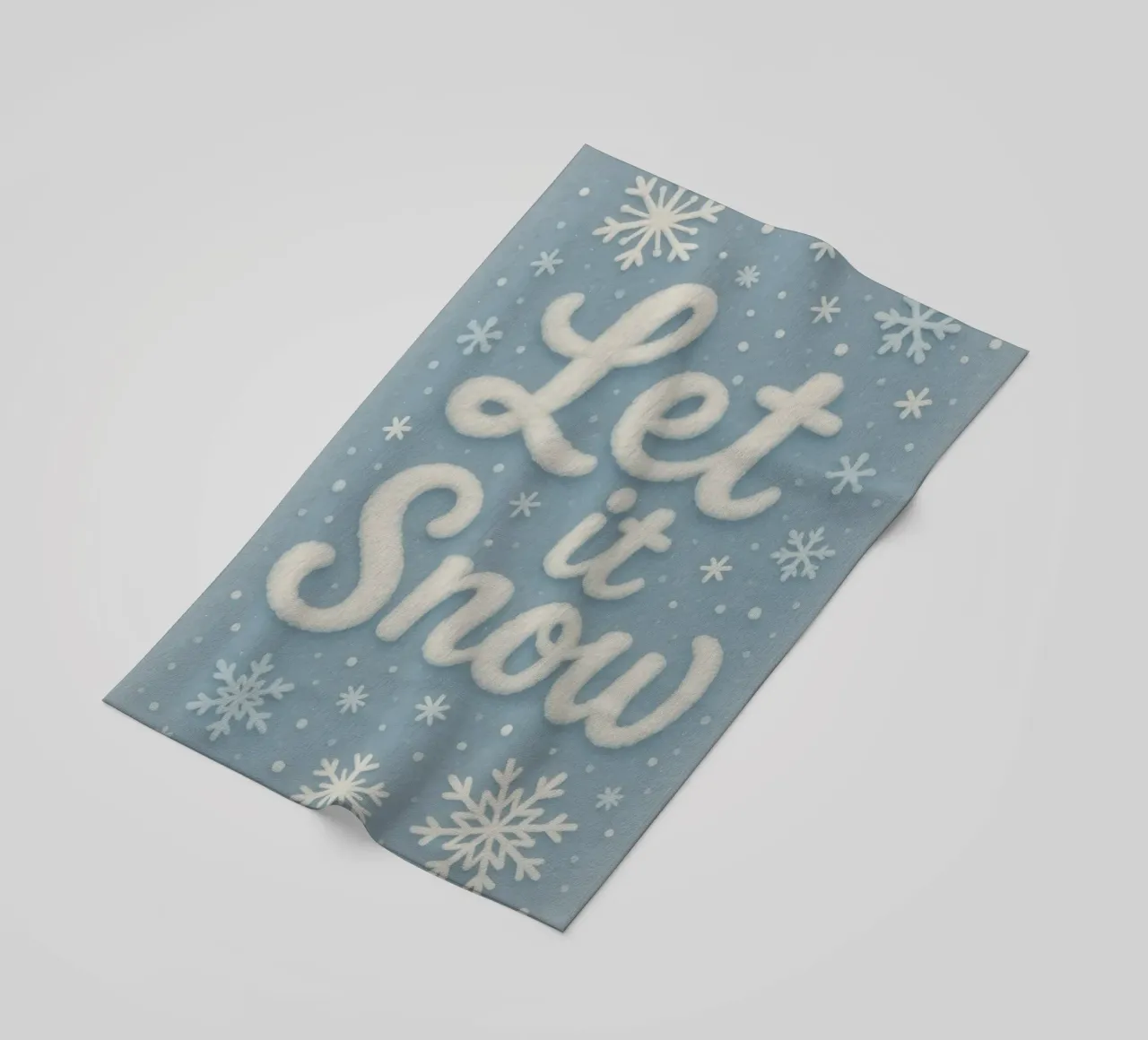 Morbide scritte invernali sulla neve telo mare da Nordic Noel Studio