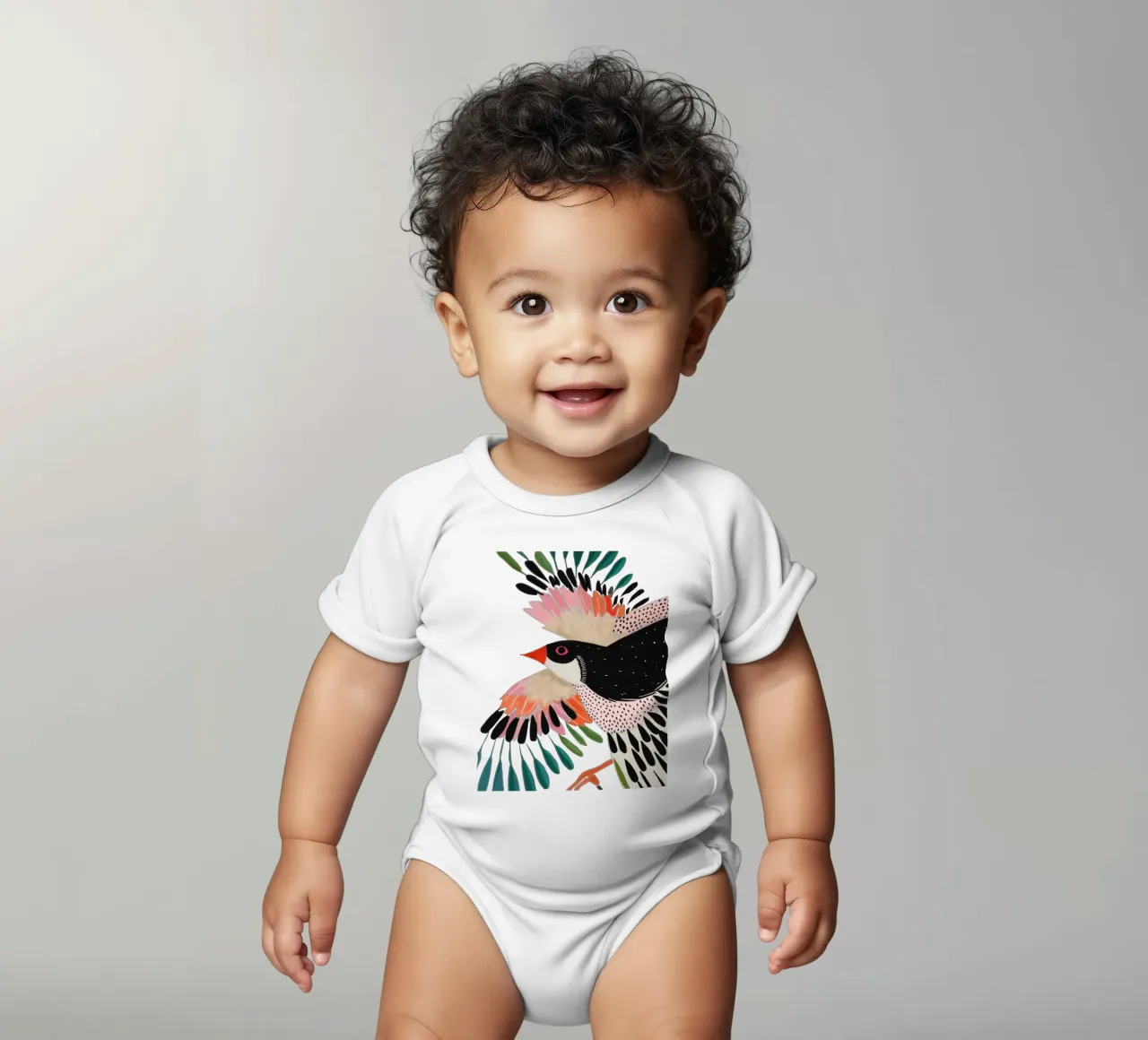 Colorful Wings Sticker and Apparel short-sleeve baby romper by ArtsySesta
