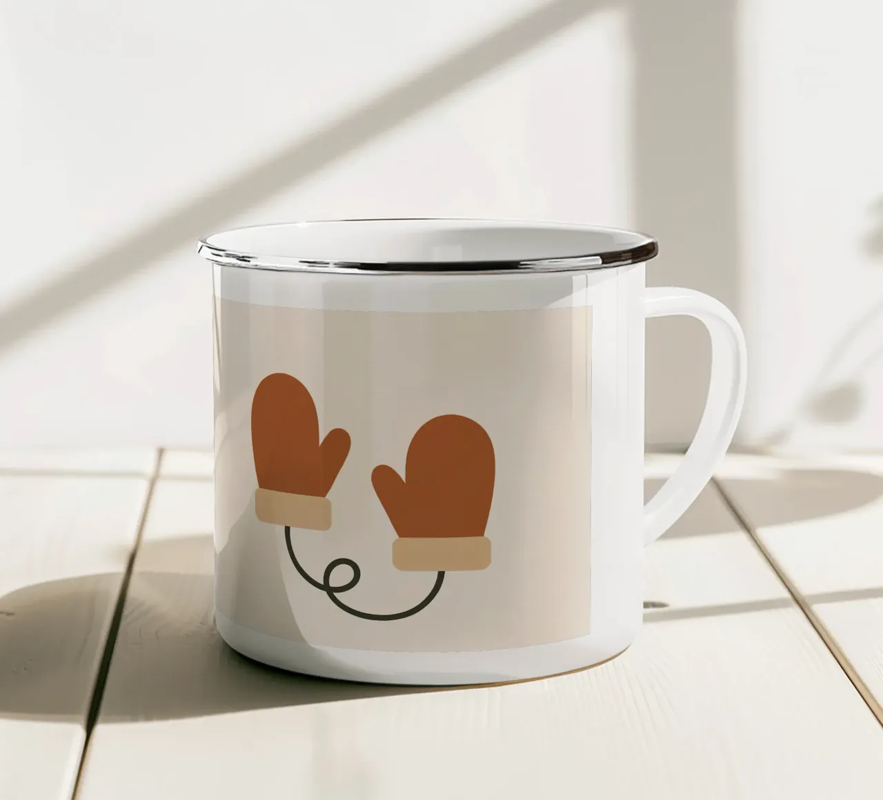 Auguri d'inverno - Muffole minimaliste tazza in smalto da Nordic Noel Studio