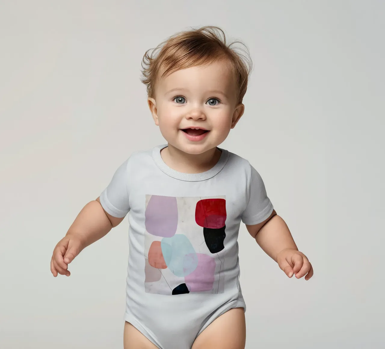 Soft Shapes Modern Abstract Art Print Kurzarm Babybody von StudioVO